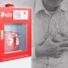 Automatic External Defibrillator (AED) hanging on wall