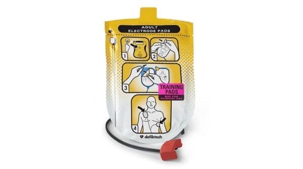 Defibtech Lifeline Adult Training Pads (DDP-101TR) with red connector wire